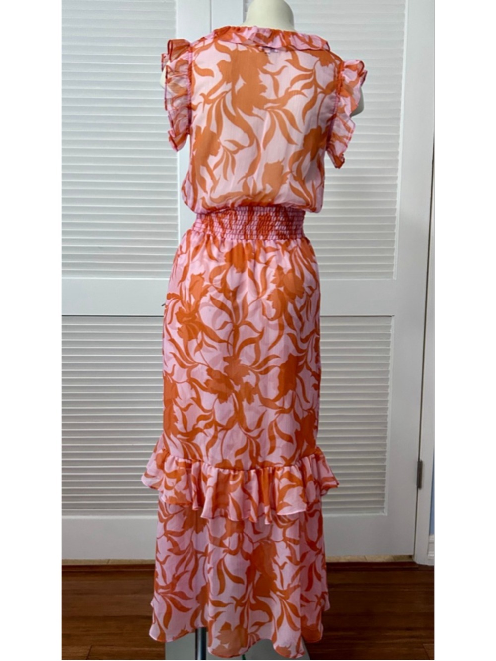 MISA Los Angeles Kidada Atlas Floral Desert Rose Ruffle Midi Dress S - Picture 7 of 13